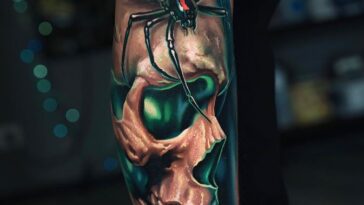 Amazing Skull & Spider Tattoo