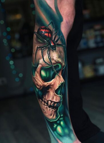 Amazing Skull & Spider Tattoo