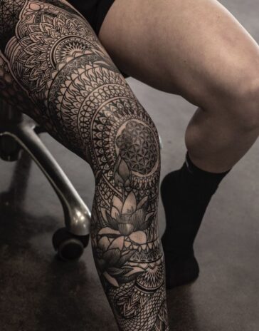 Awesome Leg Sleeve Tattoo