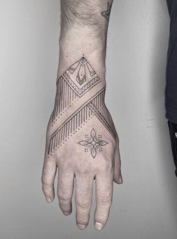 Black And Gray Pattern Tattoo