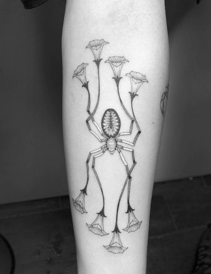 Floral Spider Tattoo