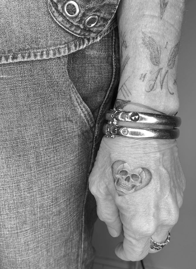 Tiny Heart Skull Tattoo