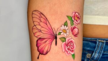 Butterfly & Flowers Tattoo