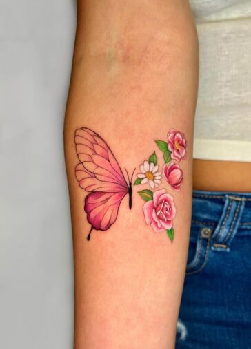 Butterfly & Flowers Tattoo
