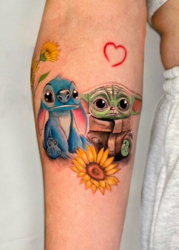 Stitch And Baby Yoda Tattoo