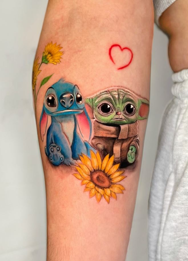 Stitch And Baby Yoda Tattoo