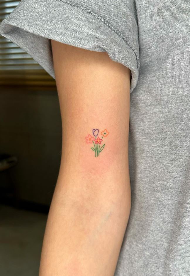 Cute Flower Bouquet Tattoo