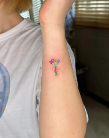 Tiny Flower Bouquet Tattoo